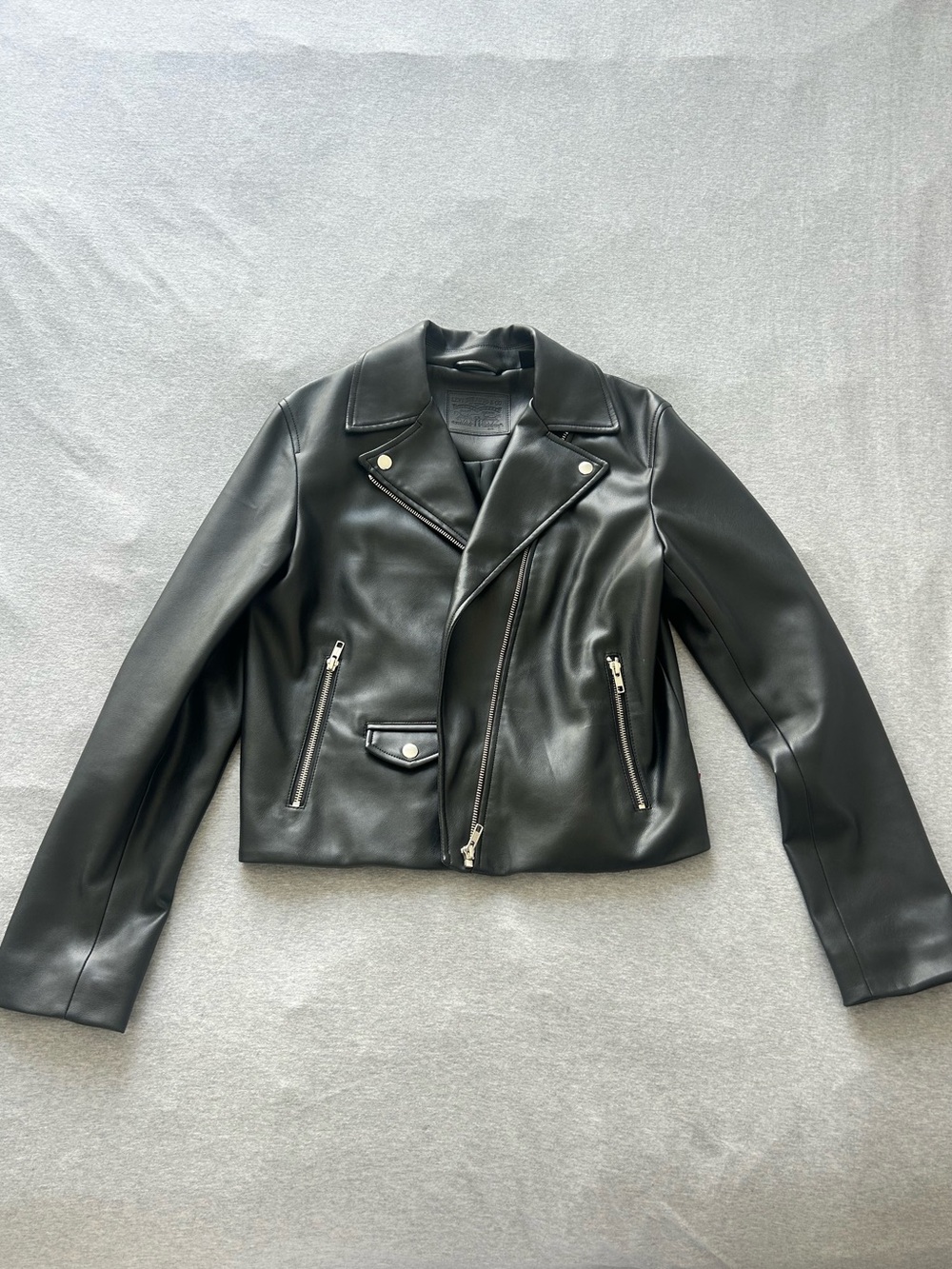 Levi's Black Faux Leather Moto Jacket with Silver Hardware